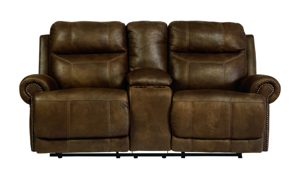Picture of Austere Brown Reclining Loveseat with Console