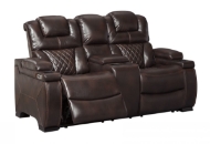 Picture of Warnerton Chocolate Power Reclining Loveseat With Adjustable Headrest