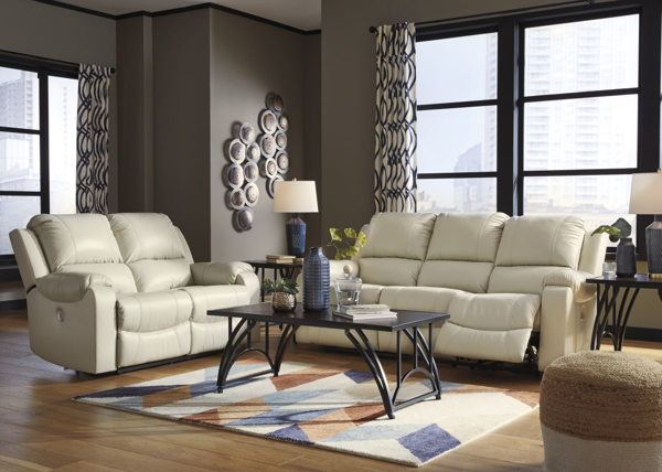 Picture of Rackingburg Cream Leather 2-Piece Power  Reclining Living Room Set