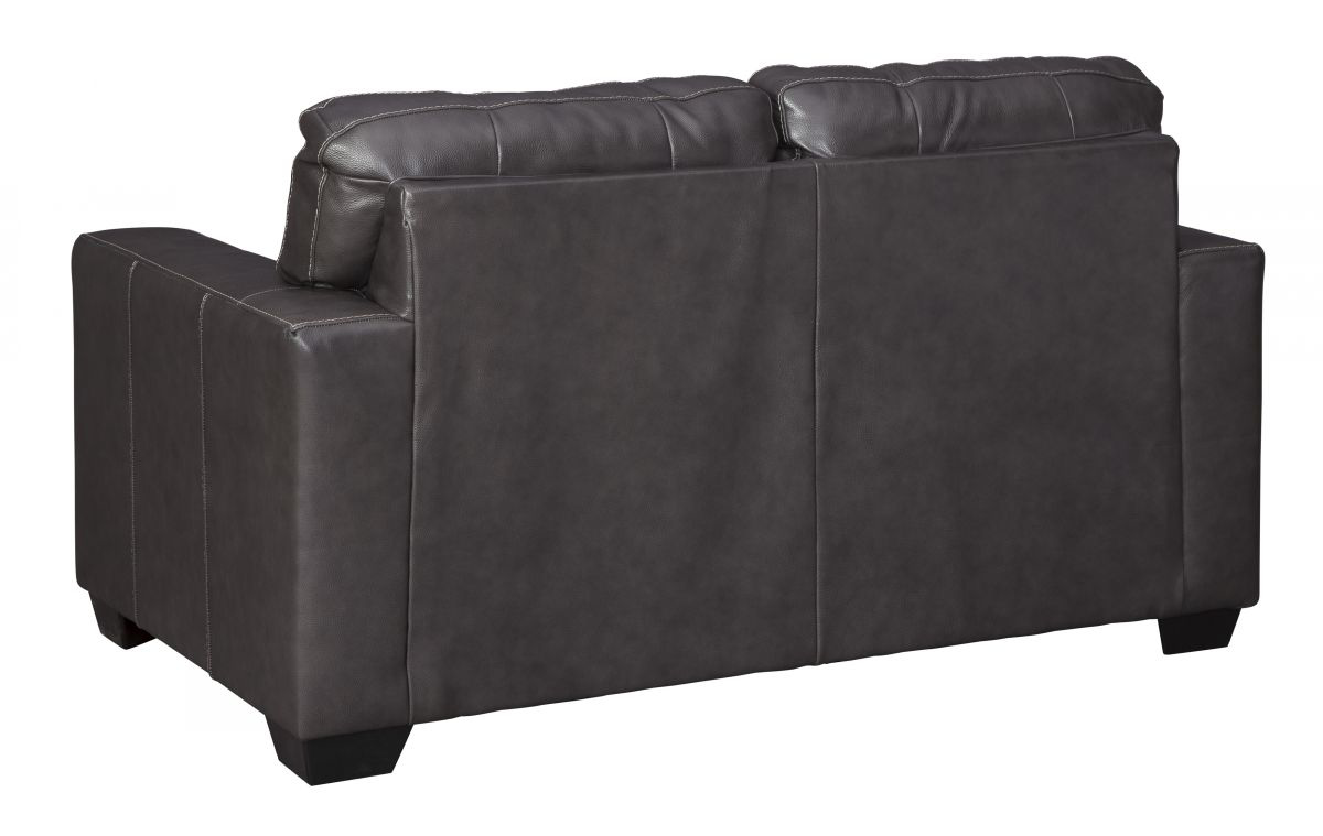 Morelos Leather Gray Loveseat