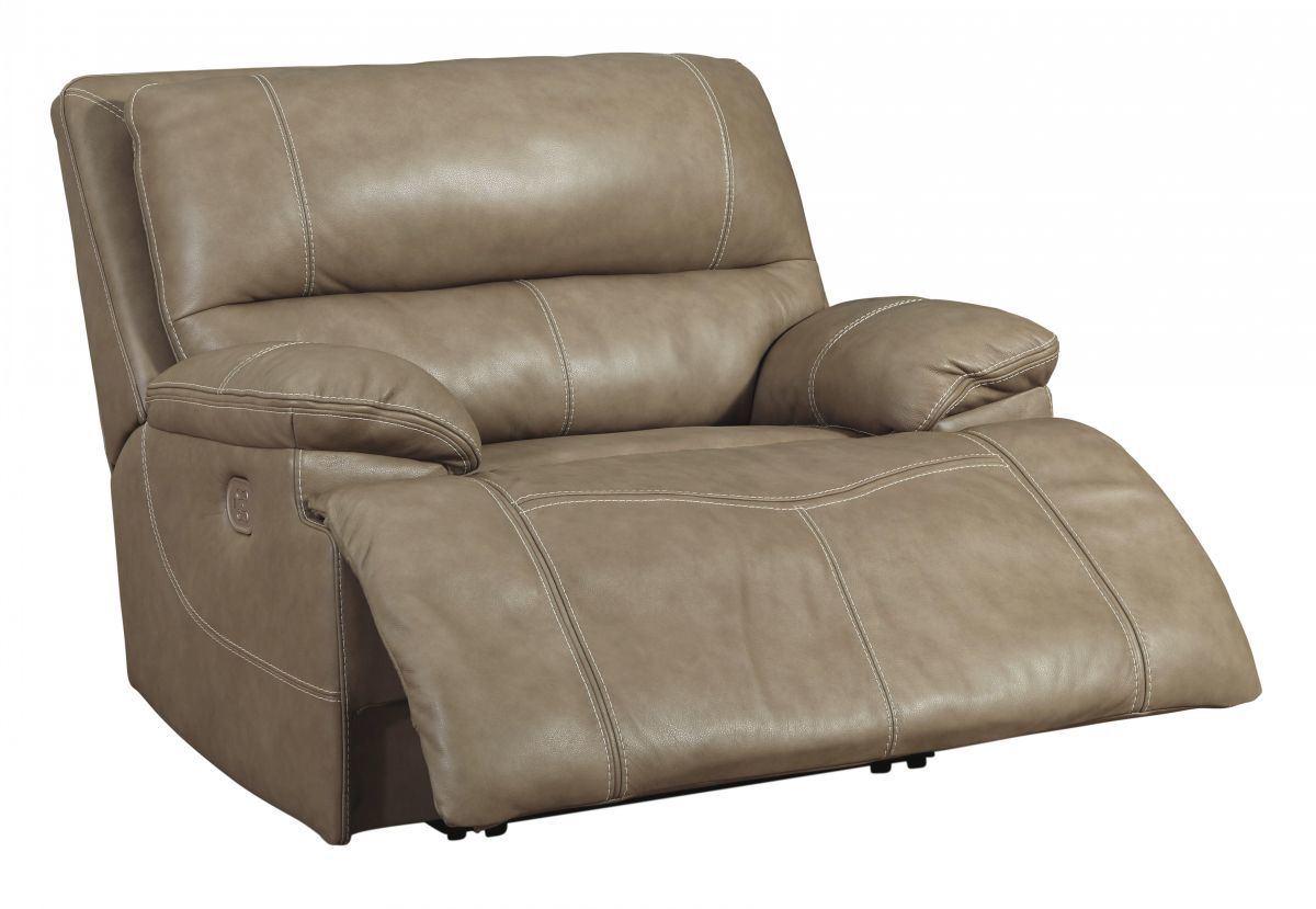 Ricmen Putty Leather Wide Seat Power Recliner Recliners Furniture