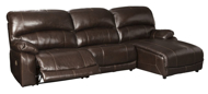 Picture of Hallstrung Chocolate Leather 3-Piece Power Right Arm Facing Sectional