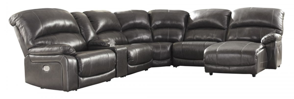 Picture of Hallstrung Gray Leather 6-Piece Right Arm Facing Power Reclining Sectional