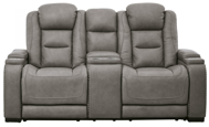 Picture of The Man-Den Gray Power Reclining Loveseat With Adjustable Headrest