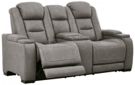 Picture of The Man-Den Gray Power Reclining Loveseat With Adjustable Headrest