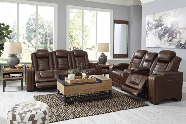 Picture of Backtrack Leather Power Reclining Sofa & Loveseat with Heat & Massage