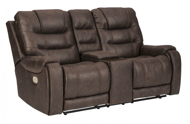 Picture of Yacolt Walnut Power Reclining Loveseat With Consol