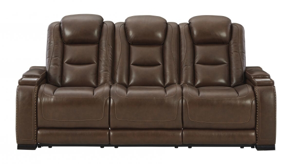 Picture of The Man-Den Mahogany Power Sofa with Adjustable Headrest