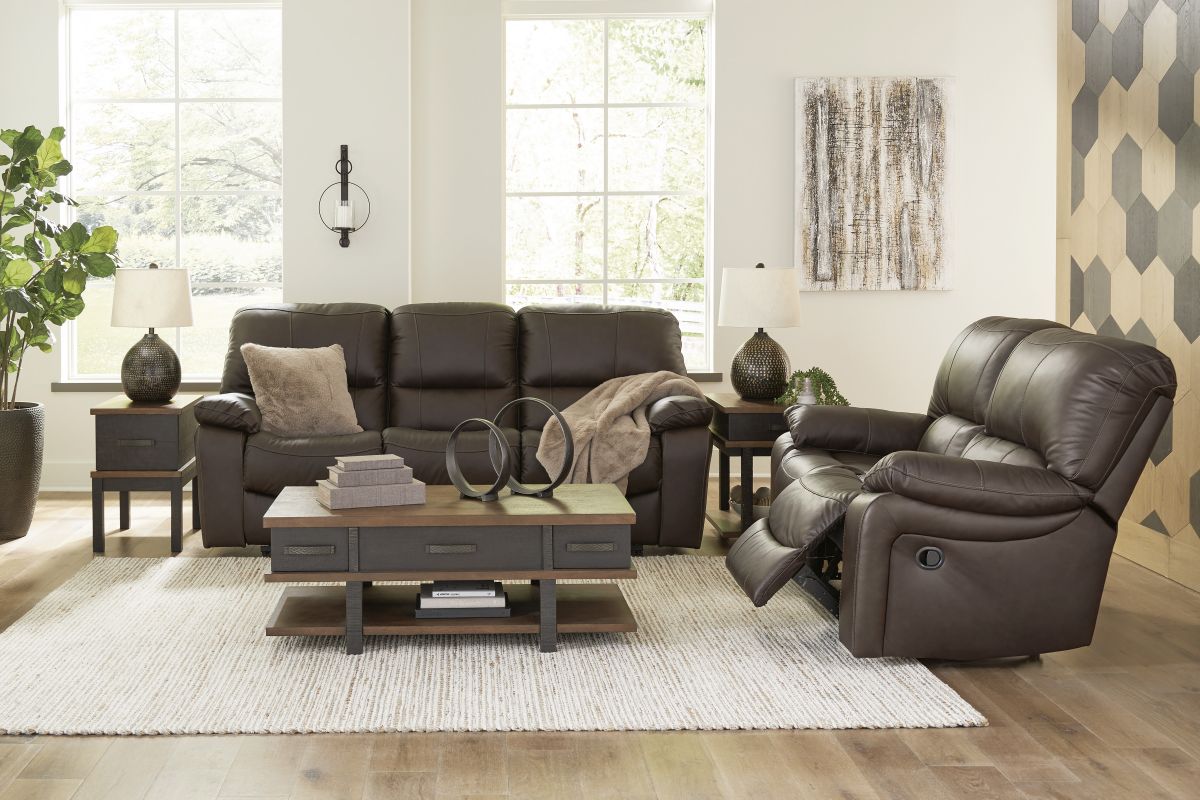 Leesworth Brown 2-Piece Leather Power Reclining Living Room Set