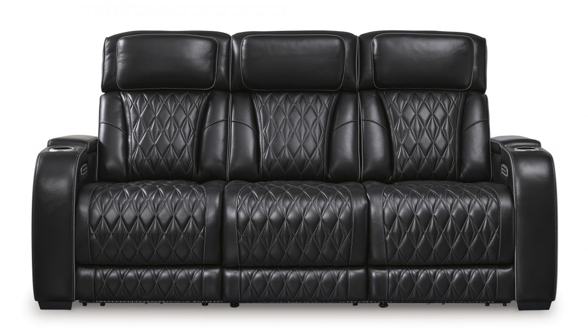 Boyington Black Leather Power Reclining Sofa