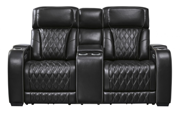 Picture of Boyington Black Leather Power Loveseat