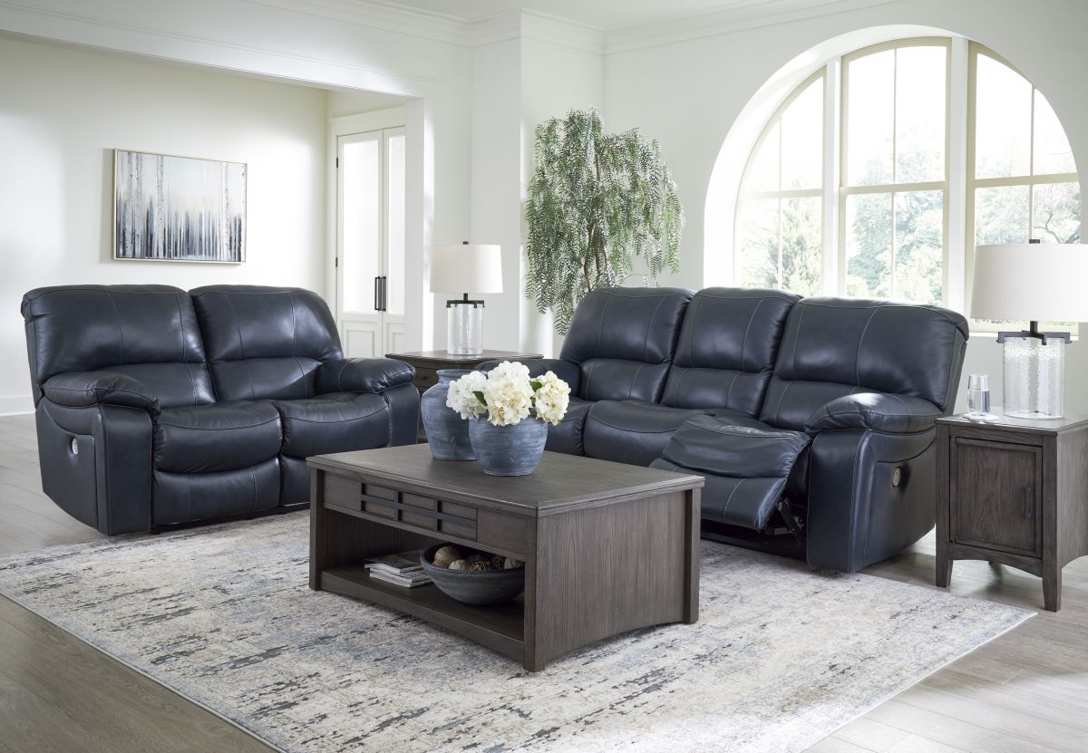 Leesworth Ocean Leather 2-Piece Power Reclining Living Room Set