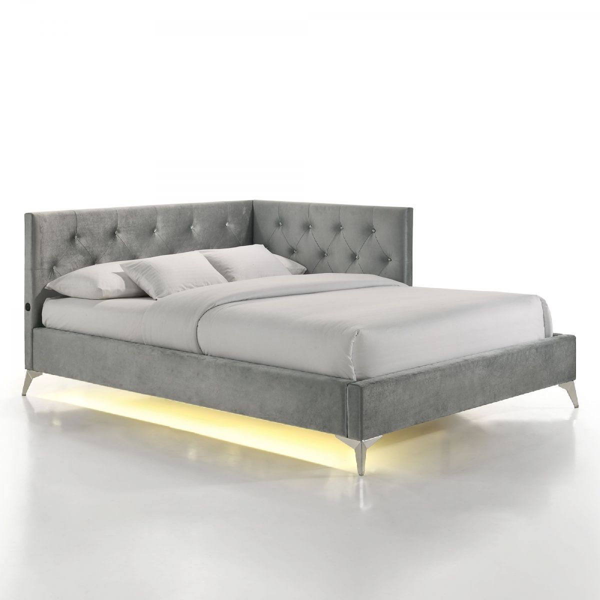 Amberley Full Upholstered Corner Bed with LED and USB