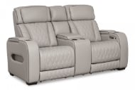 Picture of Boyington Gray Leather Power Loveseat