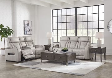 Picture of Boyington Gray 2-Piece Leather Power Living Room Set