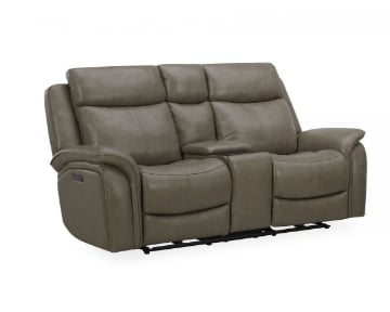 Picture of Grant Cobblestone Leather Power Loveseat