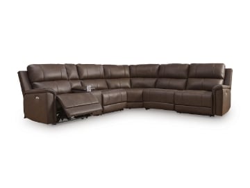 Picture of Kennedy Espresso 6-Piece Leather Power Reclining Sectional