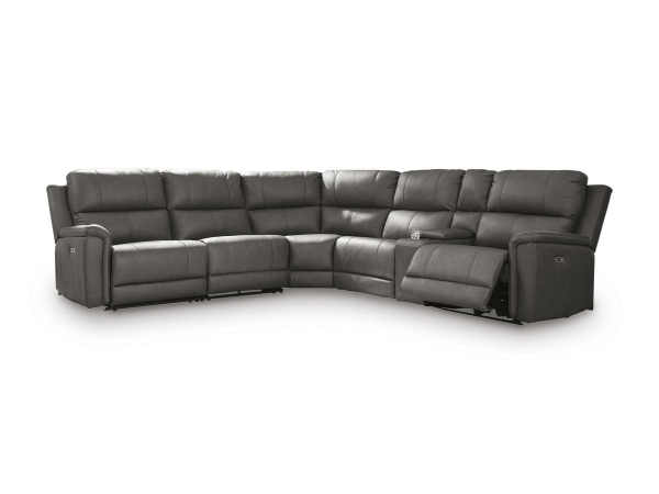 Picture of Kennedy Anchor 6-Piece Leather Power Sectional