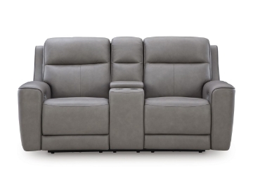 Picture of Bailey Grey Leather Power Loveseat